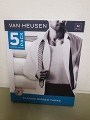 New Van Heusen Mens 5 Pack Classic Ribbed Tanks.