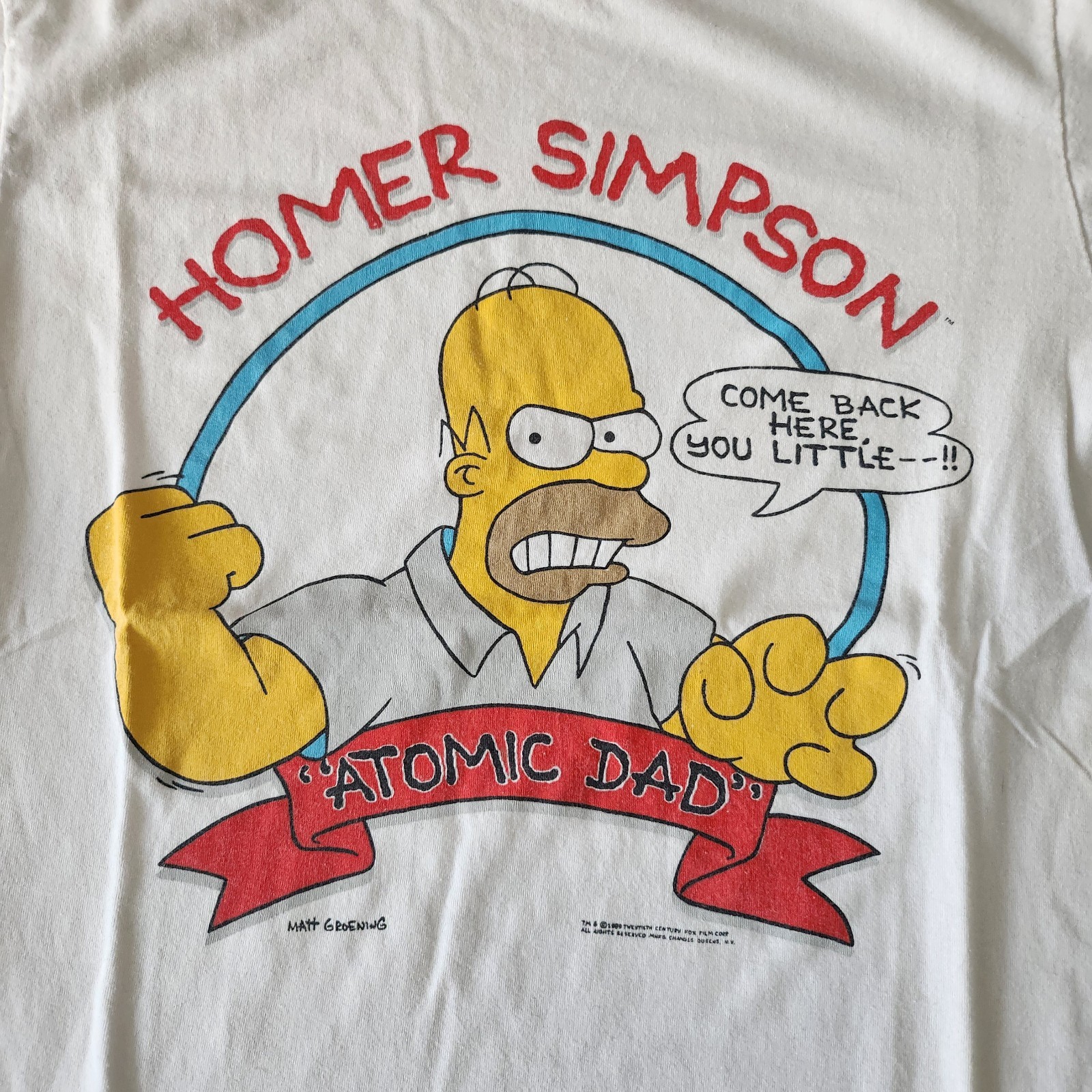 Vintage 80s The Simpsons Homer The Atomic Dad Tshirt Size XL White Single Stitch gallery