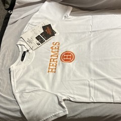 Hermès Embroidered Logo Crew Neck Short Sleeve Cotton Jersey T-Shirt L