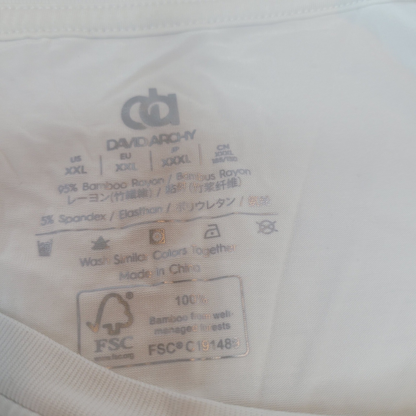 David Archy T-Shirt Mens XXL White Excellent Bamboo Rayon Stretch Crew Neck Tee gallery