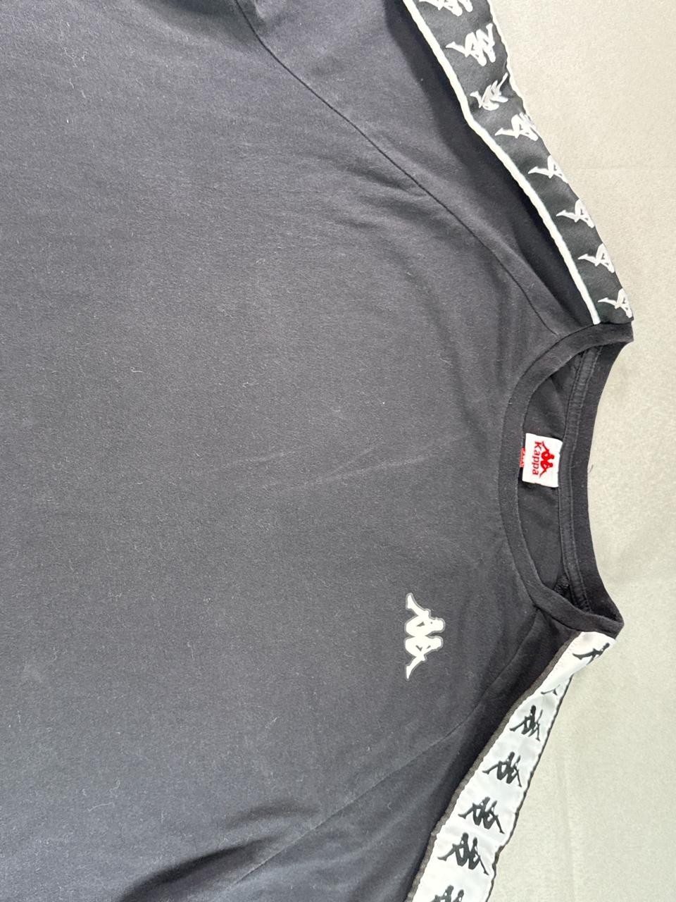 Kappa 222 Banda Tee Mens XL Black White Logo Tape Crewneck Short Sleeve Athletic gallery