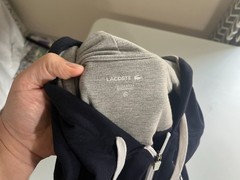 🐊 Lacoste Men’s Navy Blue White Full Zip Hooded Shirt XL EUC 🔥