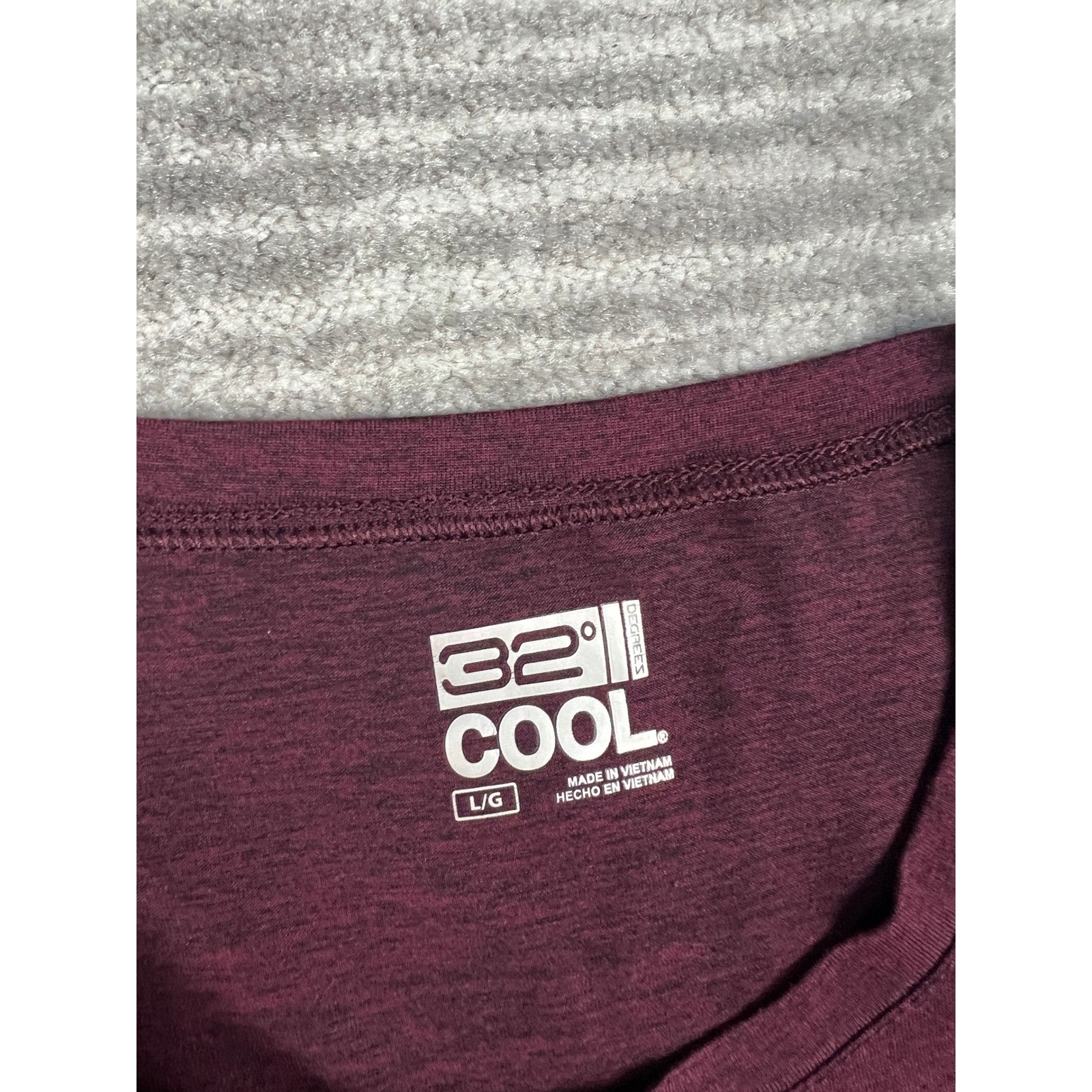 32 Degrees T-Shirt Mens Large Burgundy Cool Short Sleeve Heathered Stretch Crew gallery