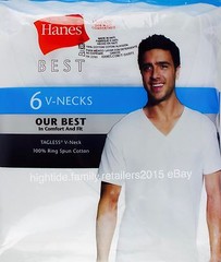 Hanes Best Men’s V-Necks Tagless Undershirt Underwear T Shirt Tee White, 6 Pack
