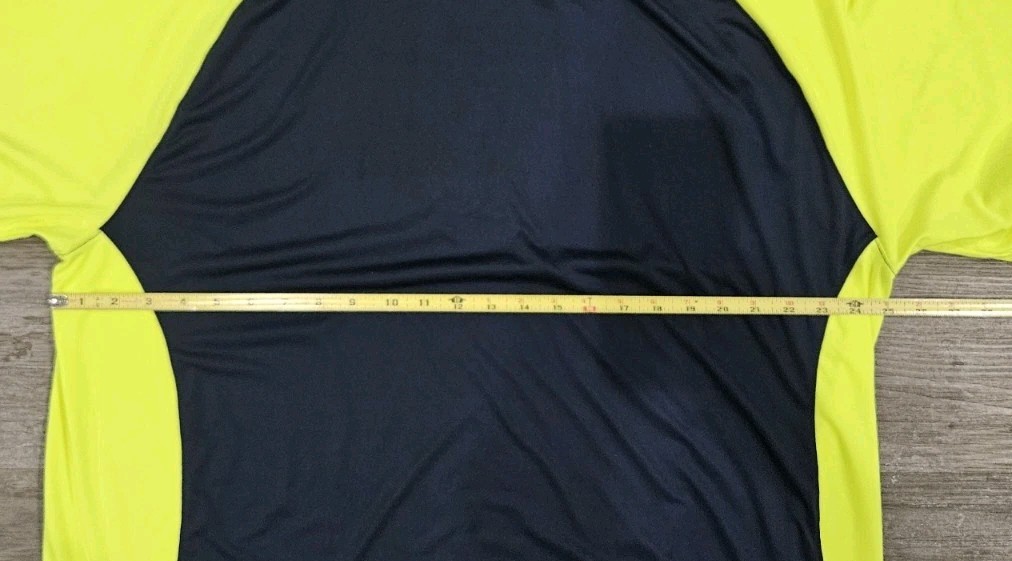 Mens XXL Two Tone Pullover BCG Navy Neon Yellow Short Sleeves Side Panels gallery