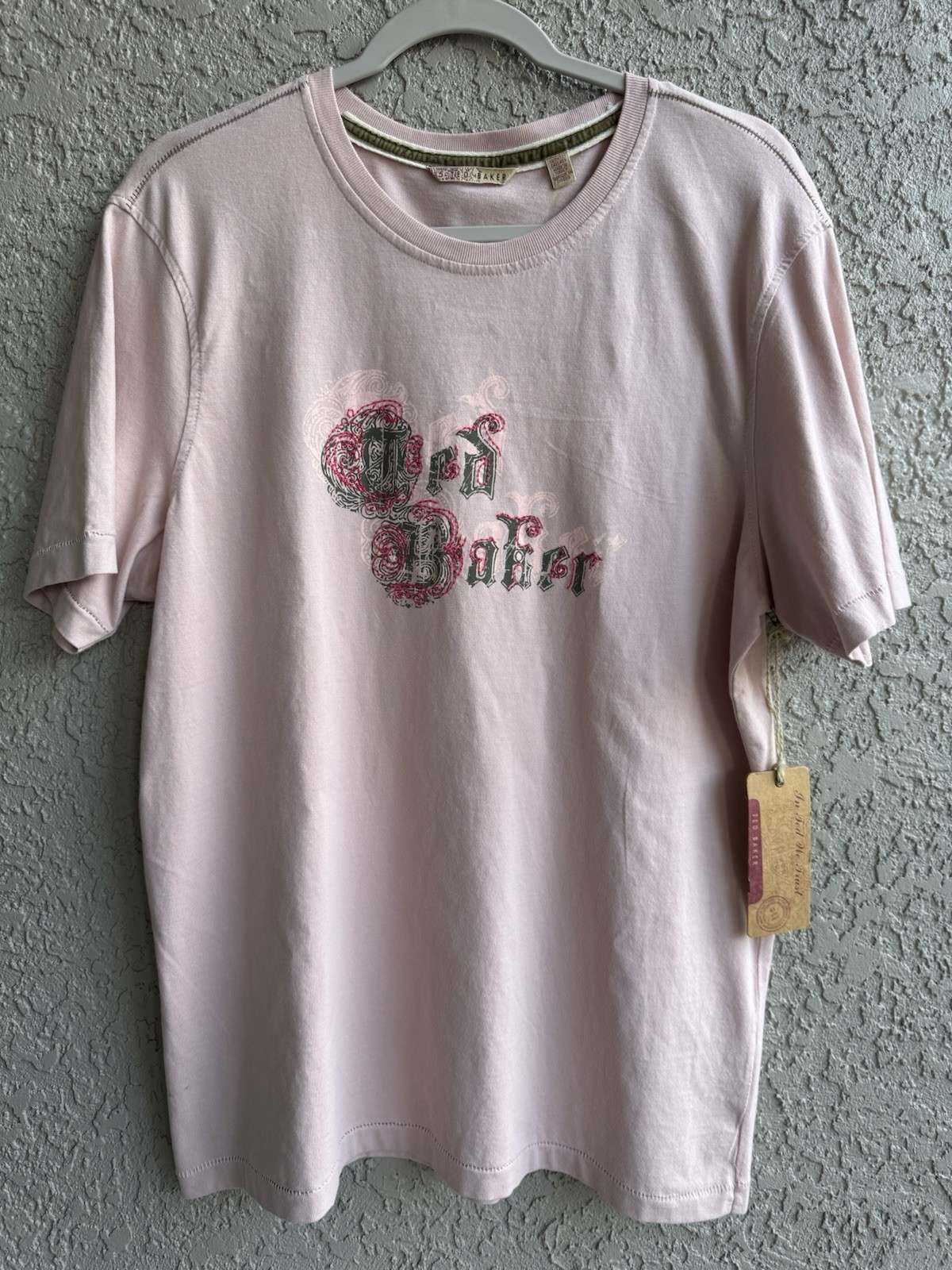 Ted Baker T-shirt Pink Rose Embroidery Logo Cotton Size 5 -NEW
