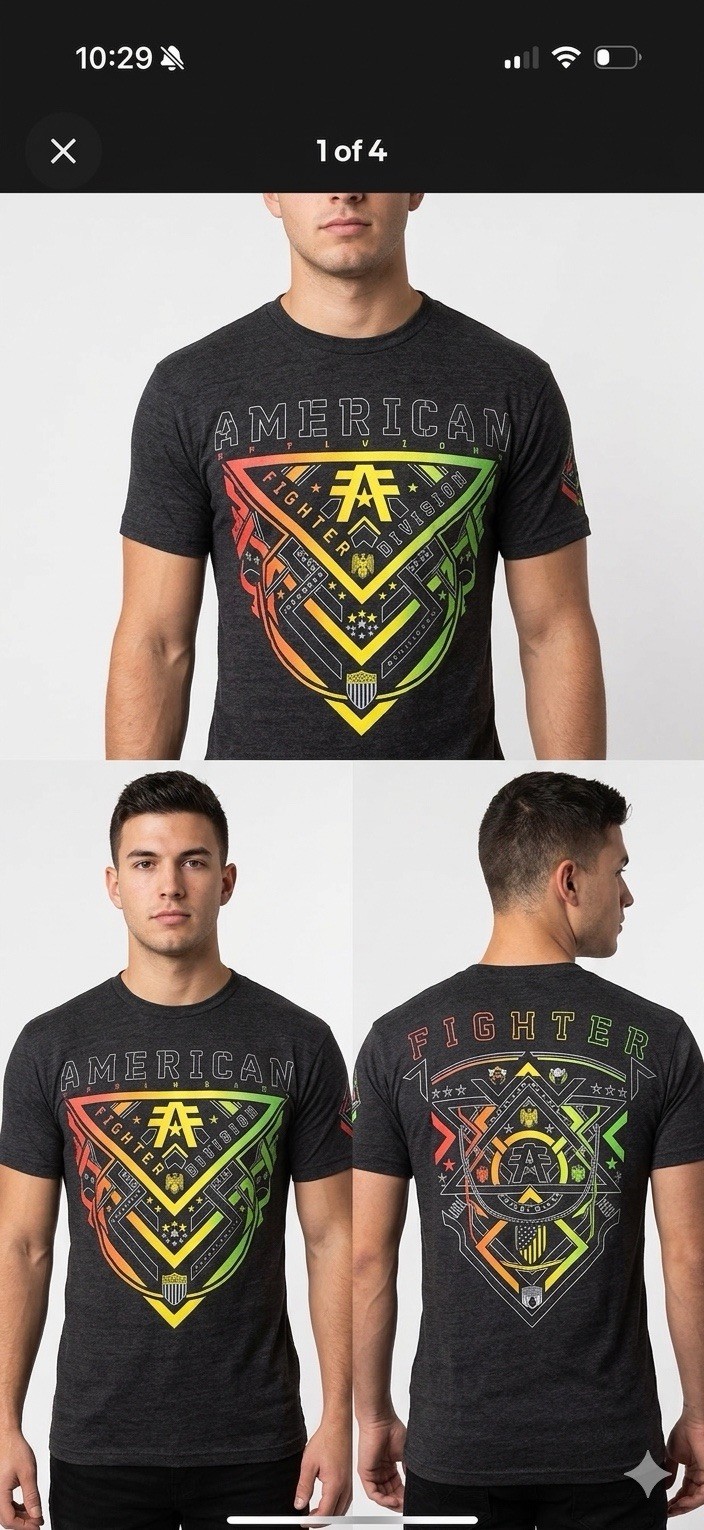 AMERICAN FIGHTER Heather Black ALBERTA Athletic Graphic T-shirt NWT gallery