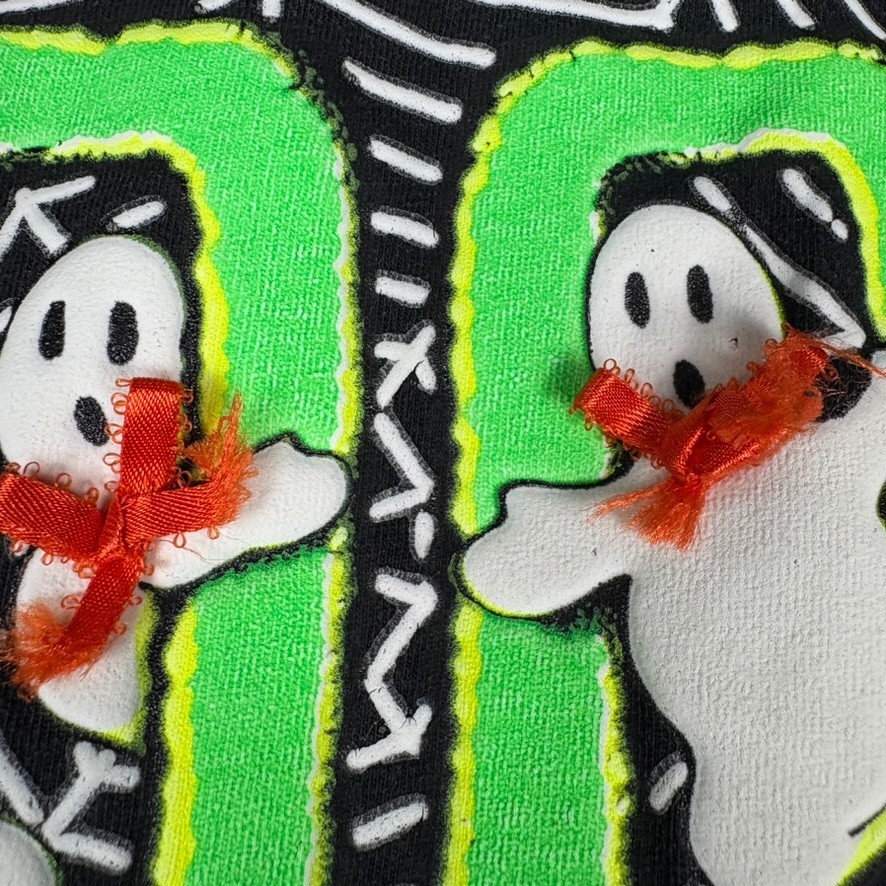 Vintage 90s Halloween Black BOO Ghost Shirt L Glow Spider Web Long Sleeve Hanes gallery