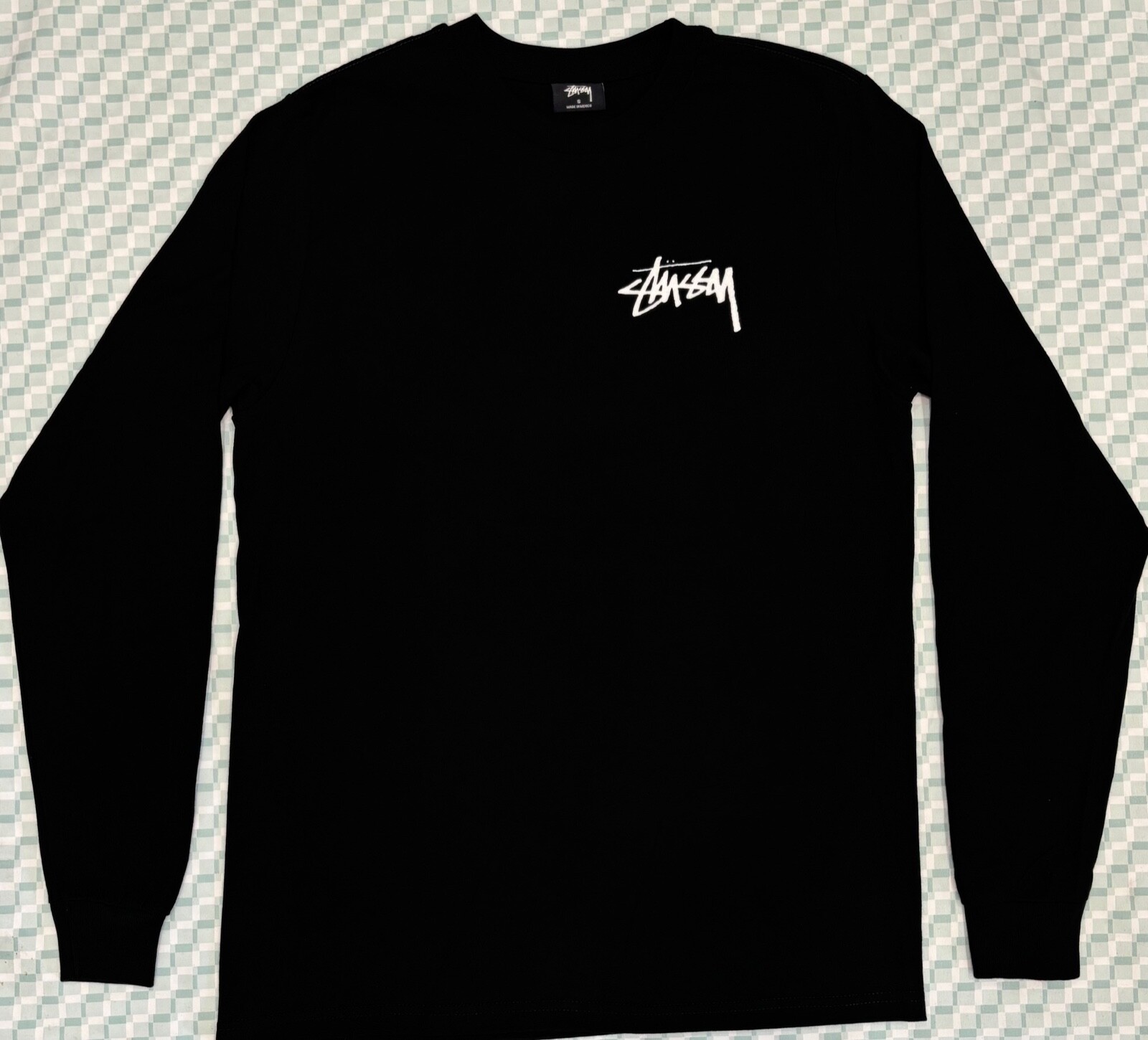 Stussy Basic Long Sleeve Logo Black Tee Mens Size S gallery