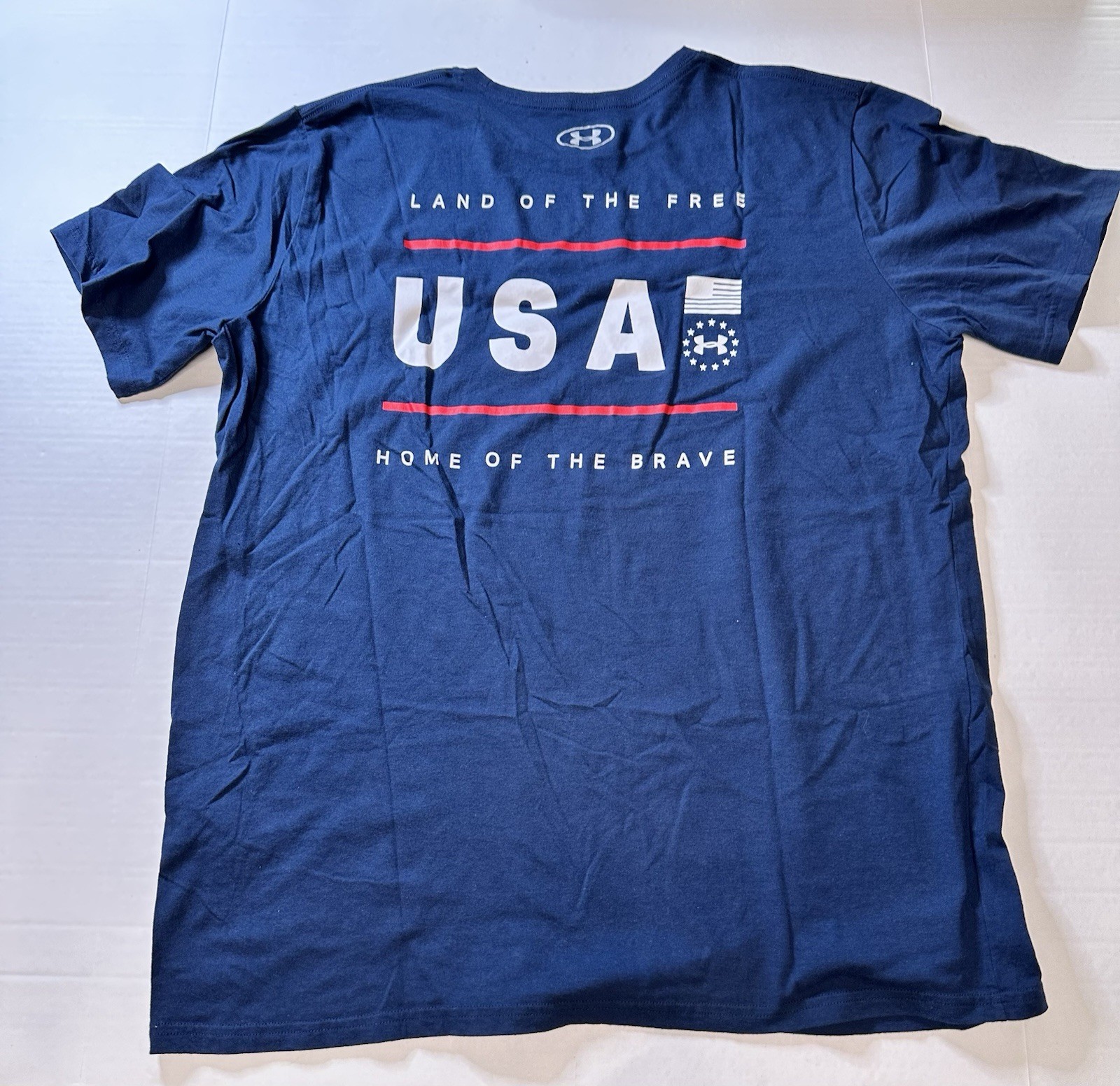 Under Armour Shirt Adult XXLarge Blue USA Land of the Free Home of the Brave Tee gallery