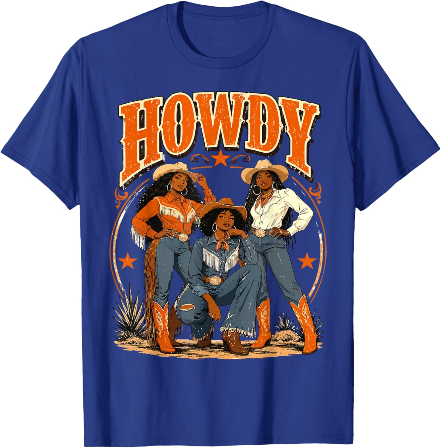 Howdy Cowgirl Western Boots Afro Western Rodeo Melanin T-Shirt gallery