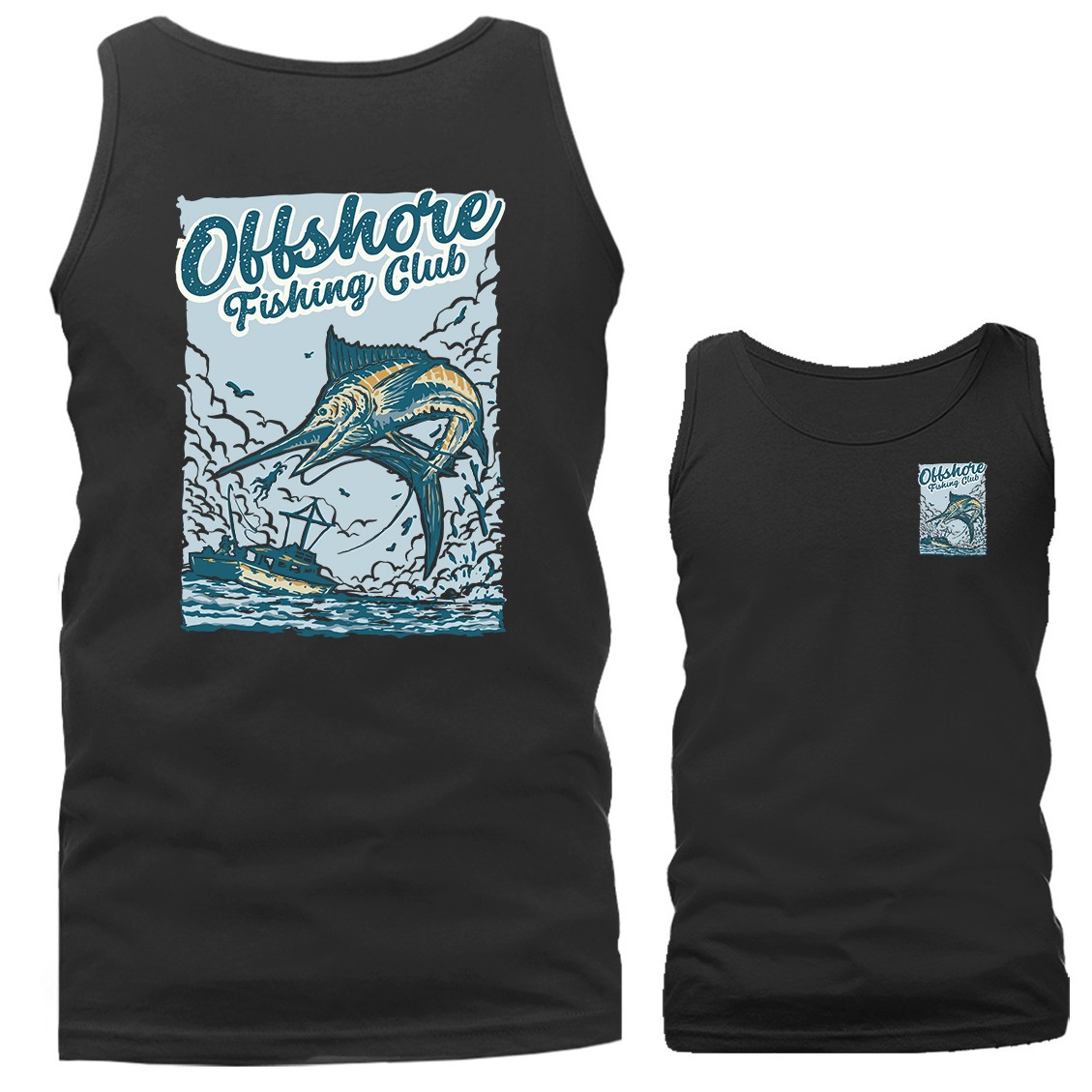 Offshore Fishing Club Marlin Deep Sea Fishing Boat Angler Fisherman Tank Top