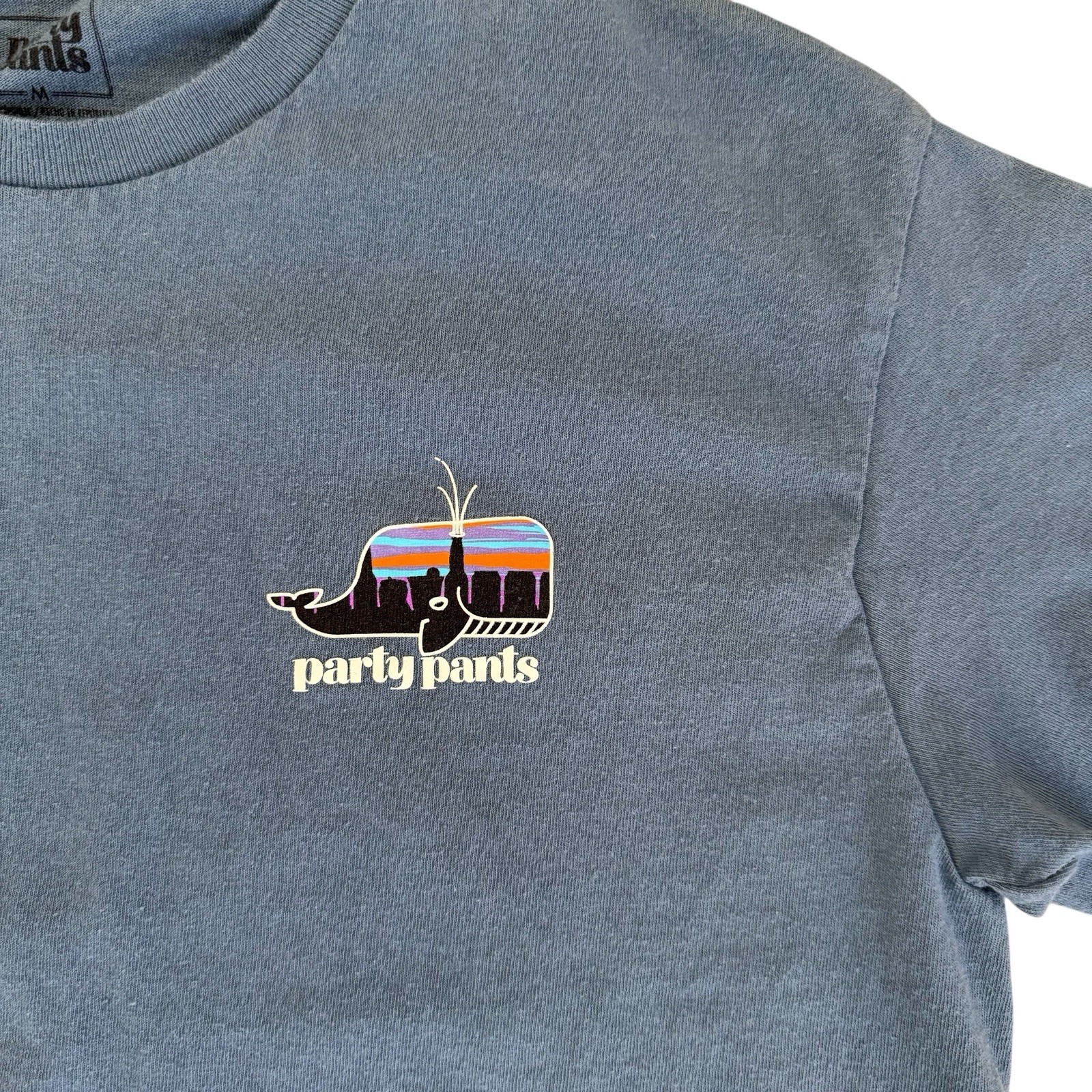 Party Pants Medium Blue Whale Short Sleeve Cotton Men's Graphic T-Shirt gallery