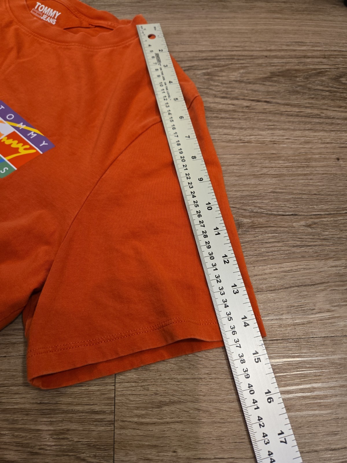 Tommy Hilfiger T-Shirt Mens Large Orange Tommy Jeans Graphic Print Short Sleeve gallery