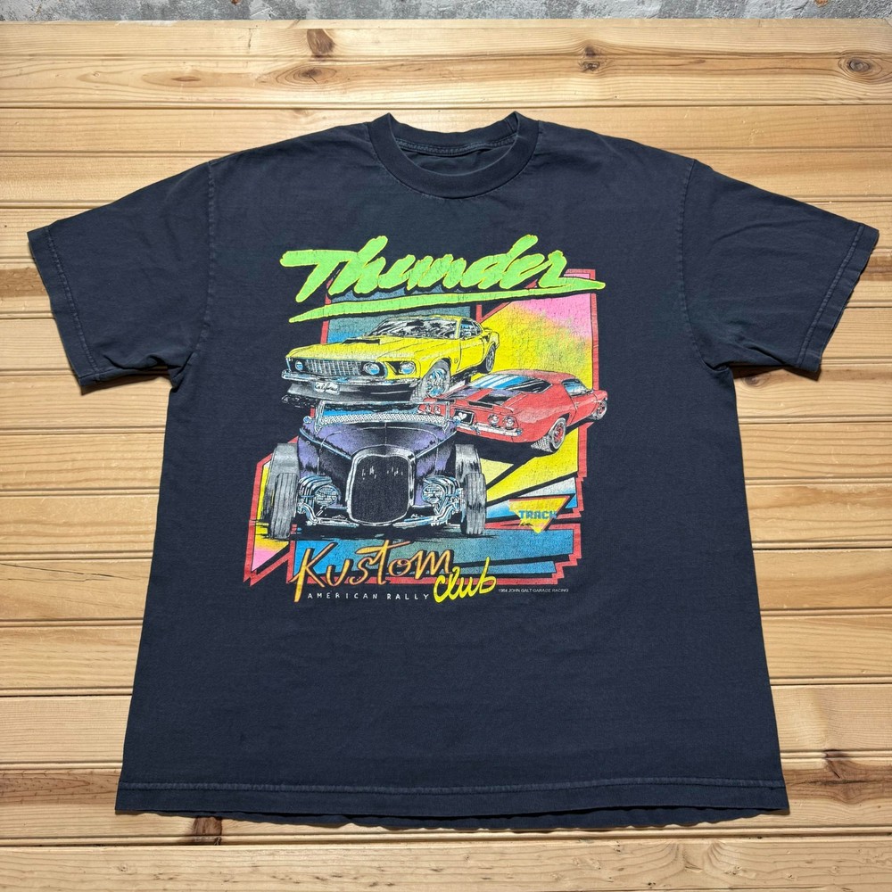 Vintage 1984 John Galt Thunder Kustom Club American Rally Racing Shirt Size XL