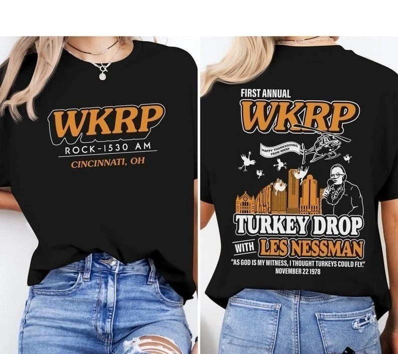 First Annual Wkrp Turkey Drop Shirt, Thanksgiving Wkrp In Cincinnati Q9845 gallery
