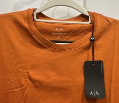 Armani Exchange Men’s Orange Solid Logo Short Sleeve Crew Neck T-Shirt Size L