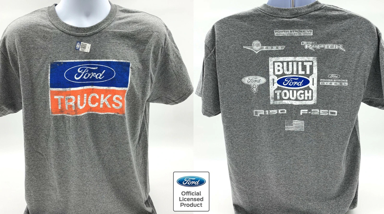 Gray T-Shirt - Ford Trucks Logo w/ F-250 Powerstroke, F-150, Raptor & V8 Emblem gallery