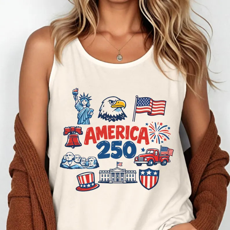 4th of July America Doodle Patriotic USA Tank Top gallery