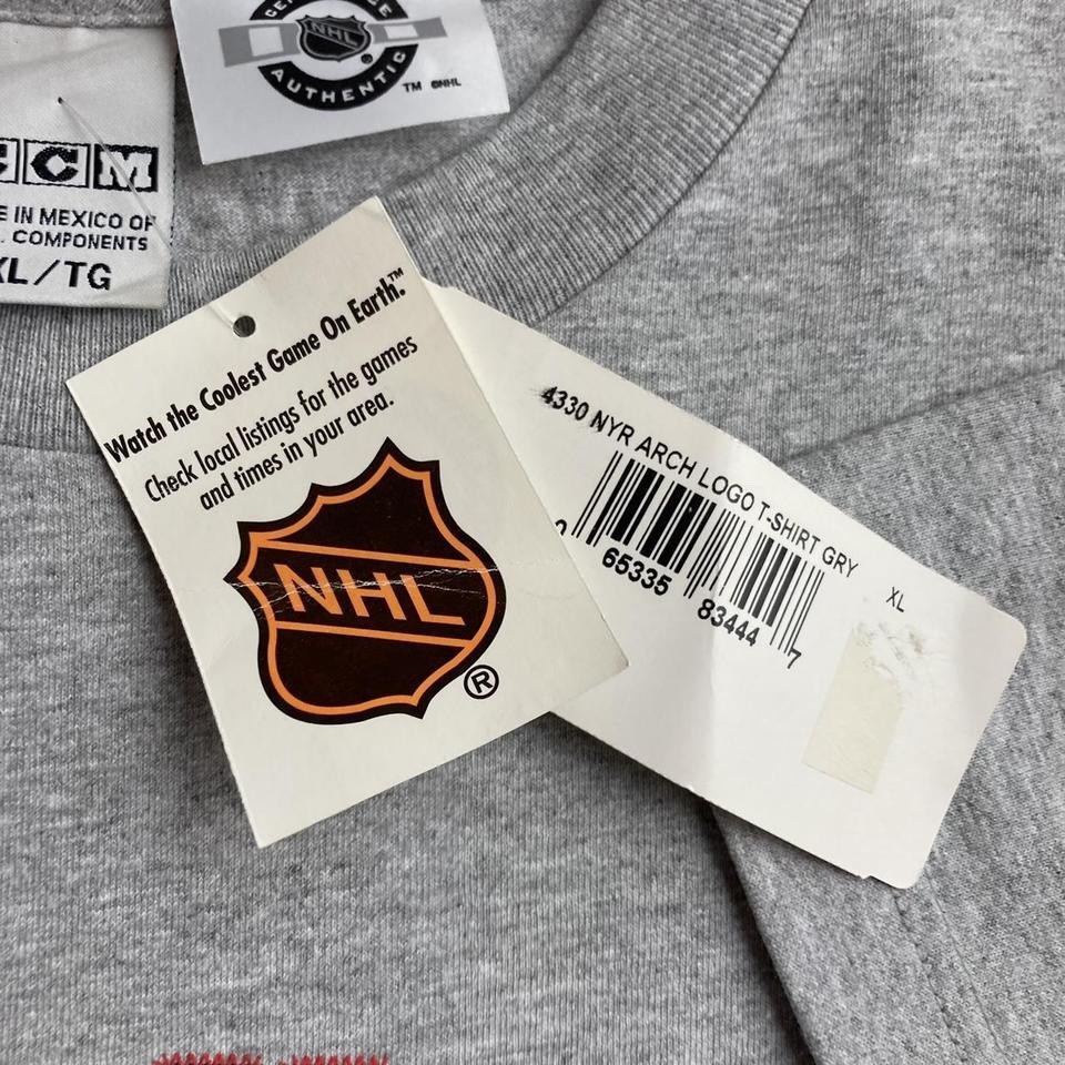NEW VTG 00s New York Rangers NHL Hockey Liberty CCM Gray T-shirt Mens XL gallery