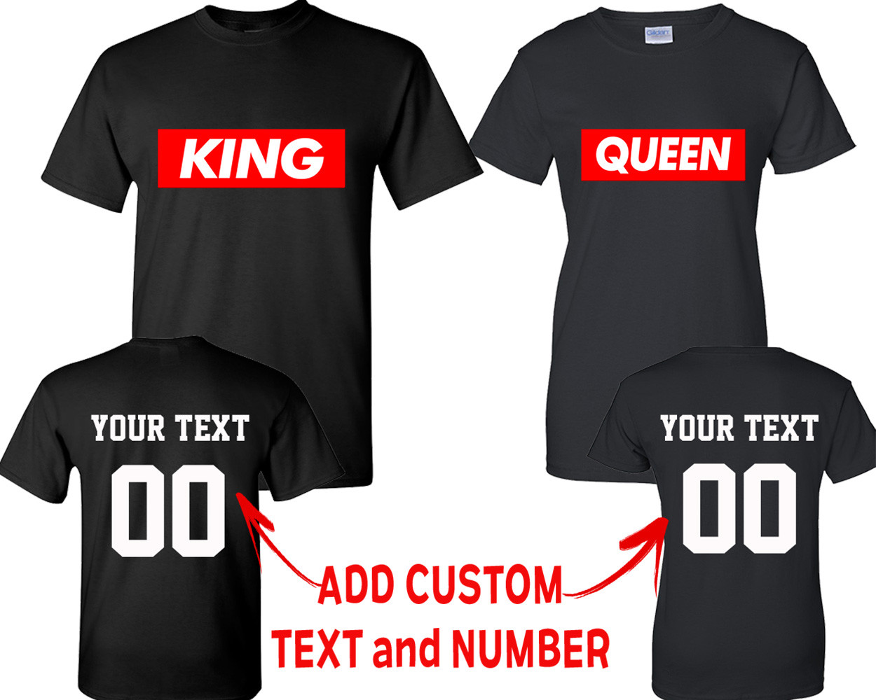 Couple Matching TSHIRTS King Queen HIP HOP TOGETHER SINCE Back DATE NUMBER