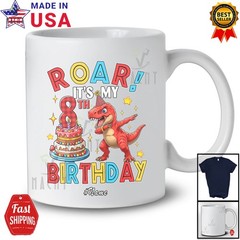 Custom Name Roar It’s My 8th Birthday; Dabbing T-Rex; Men Boys Family T-Shirt