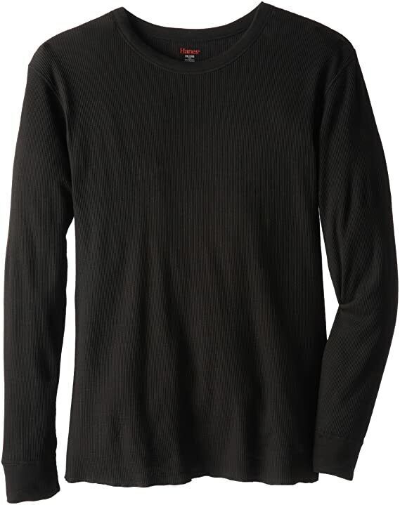NWT HANES X-Temp Solid Black Long Sleeve Crew Neck Thermal Shirt M 38/40 Nice!