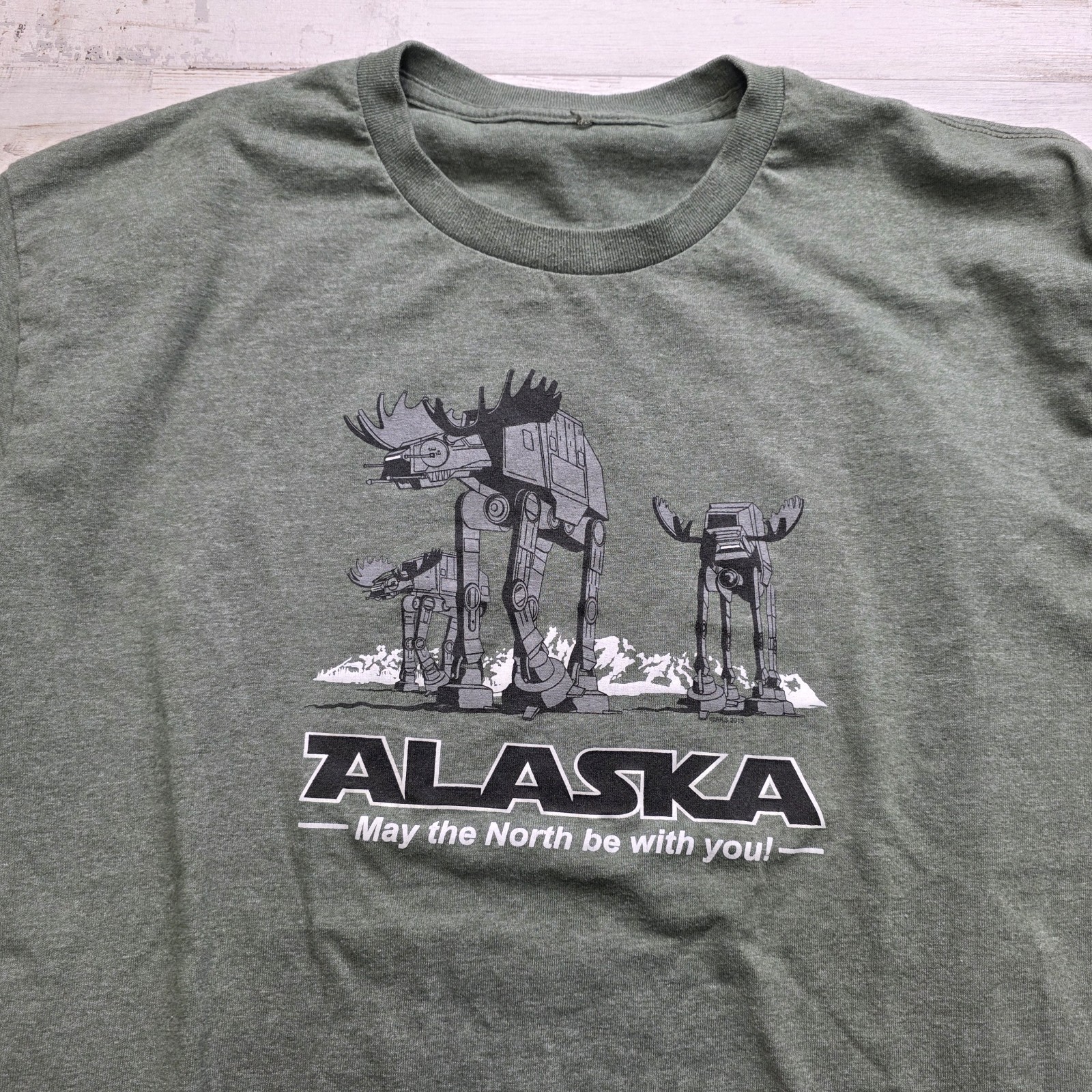 Alaska Star Wars AT-AT Moose T-Shirt May the North Be With You Blue L