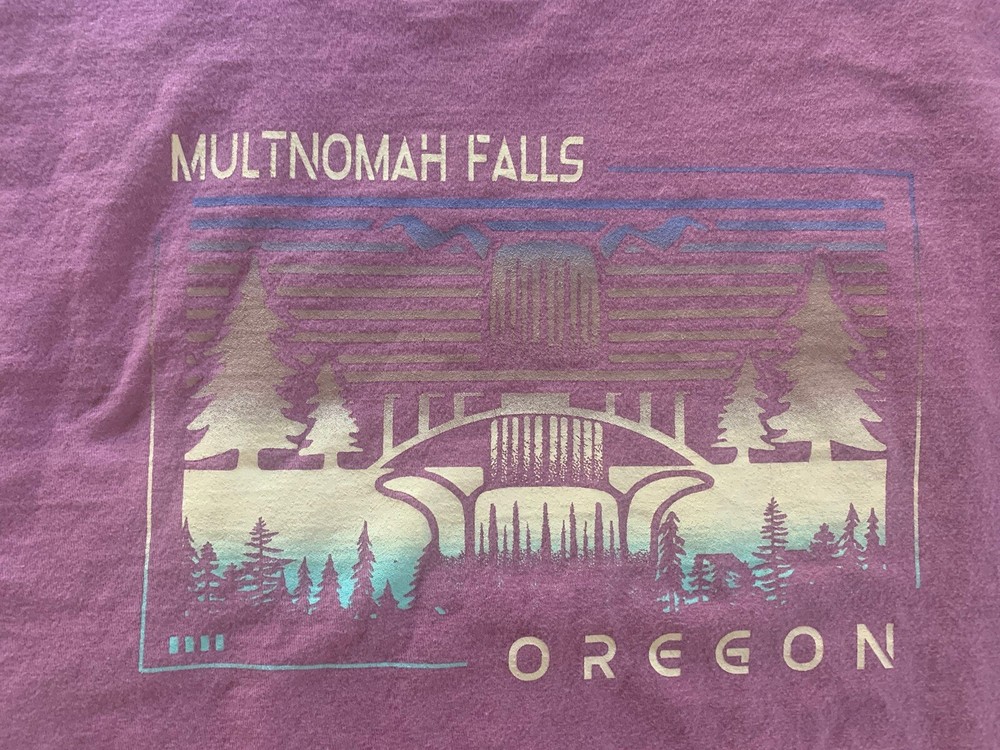 Vintage Men’s Multnomah Falls Oregon T Shirt Plum Purple Sz XXL
