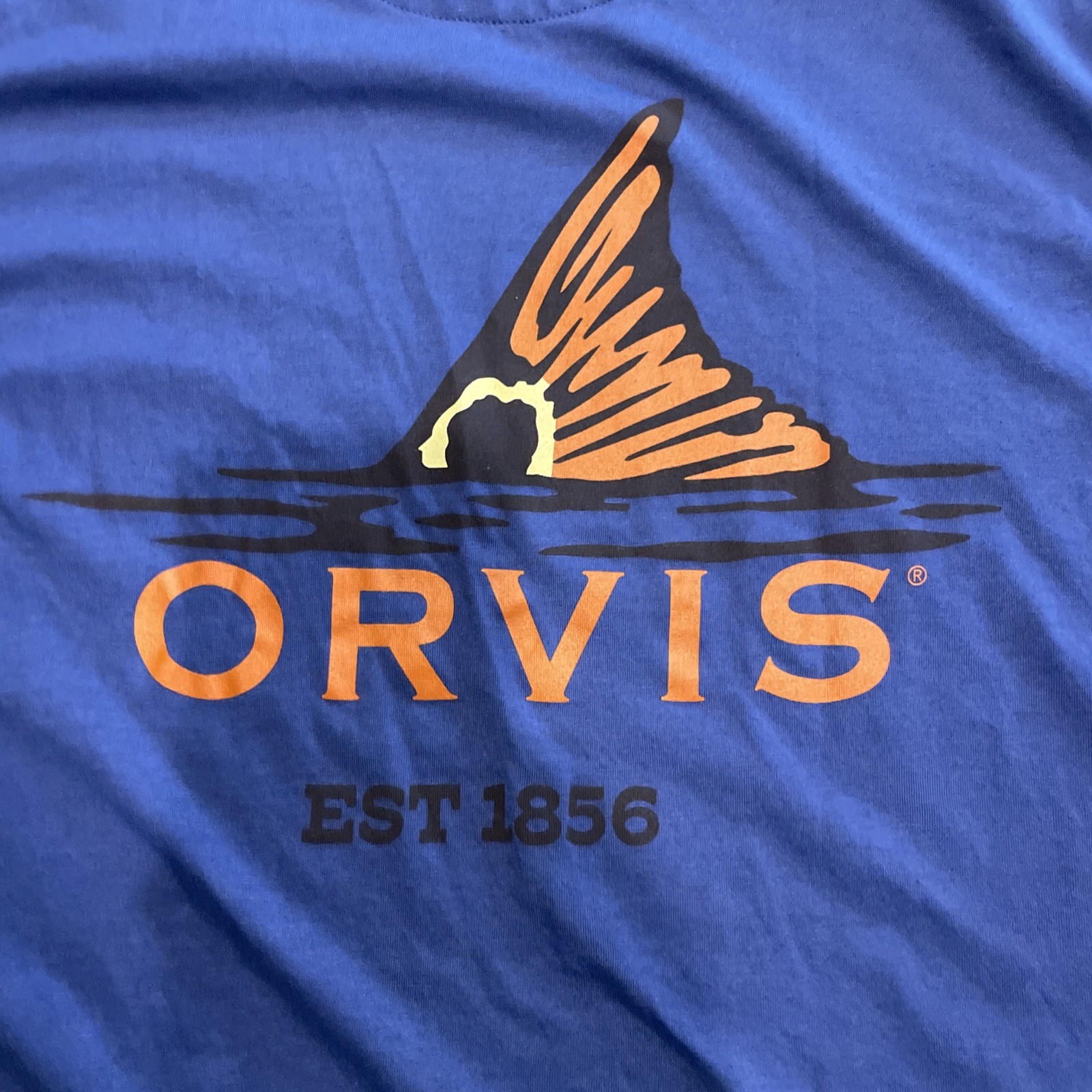 NWT Orvis Mens T-Shirt Medium M Graphic Camisa Short Sleeve Blue Cotton Poly gallery