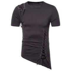 Summer Men’s Slim Fit Irregular Asymmetric Short Sleeved T-shirts Korean Fashion