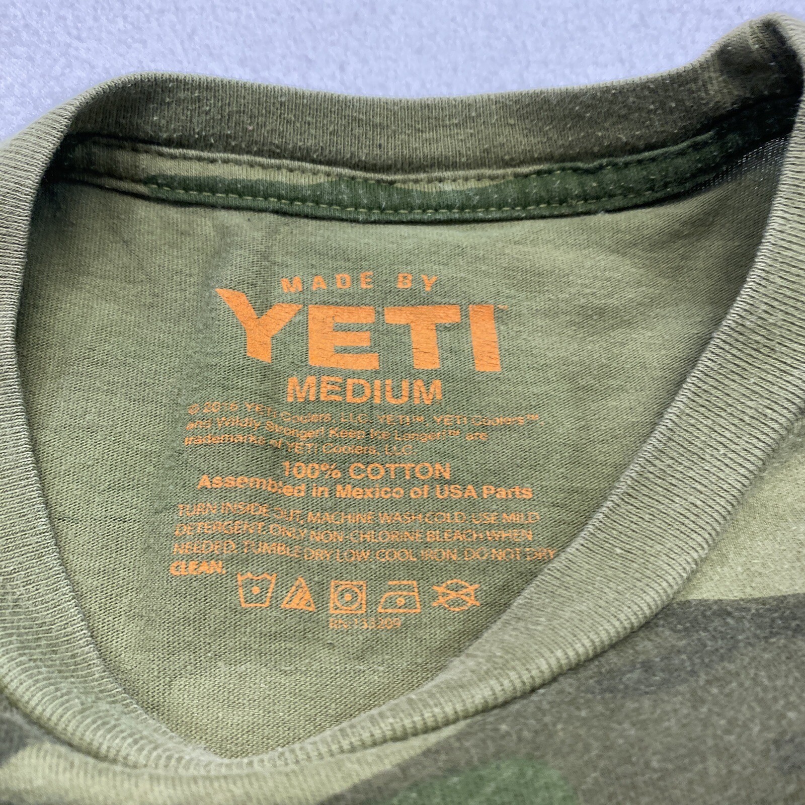 YETI Camo T Shirt Medium Green Orange Short Sleeve gallery