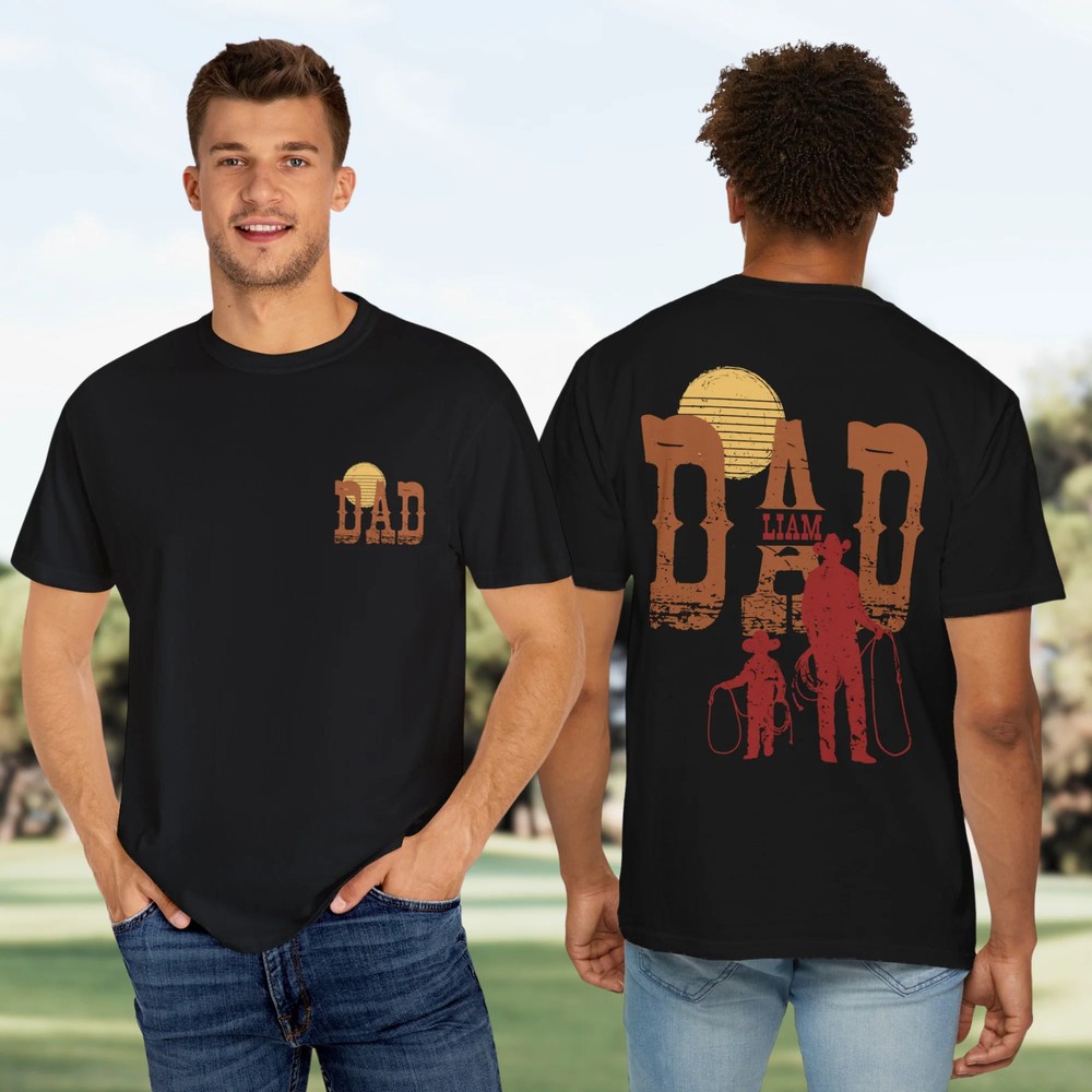 Cowboy Dad Personalized Unisex Garment-Dyed T-shirt