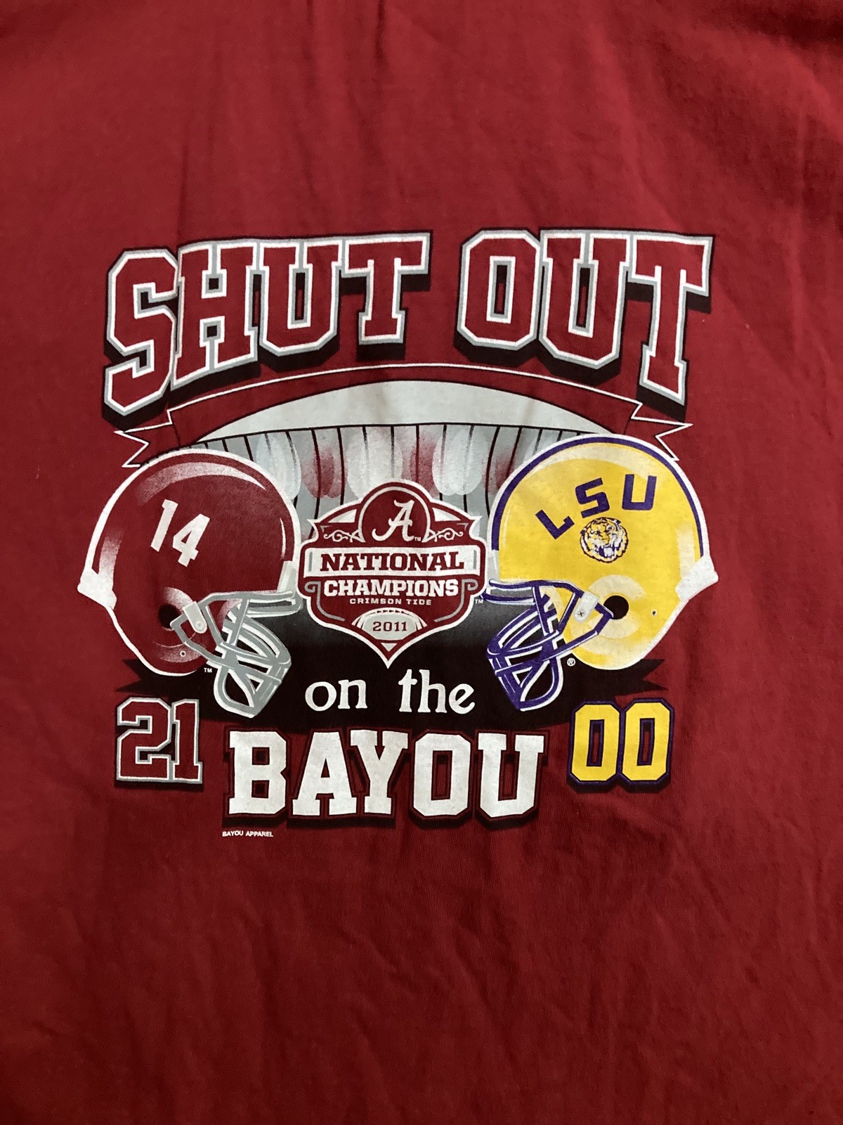 men Alabama Crimson Tide vintage 5xl 2011 championship ShutOut on the Bayou 21-0 gallery