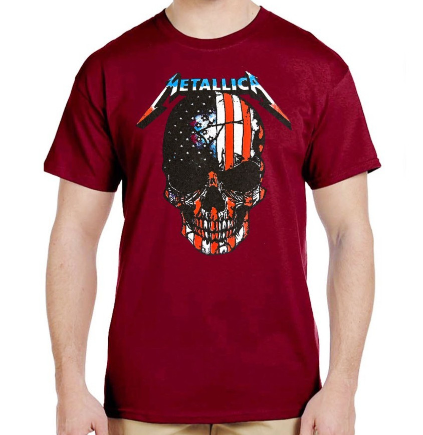 METALLICA AMERICAN SKULL PUNK ROCK Black T Shirt gallery