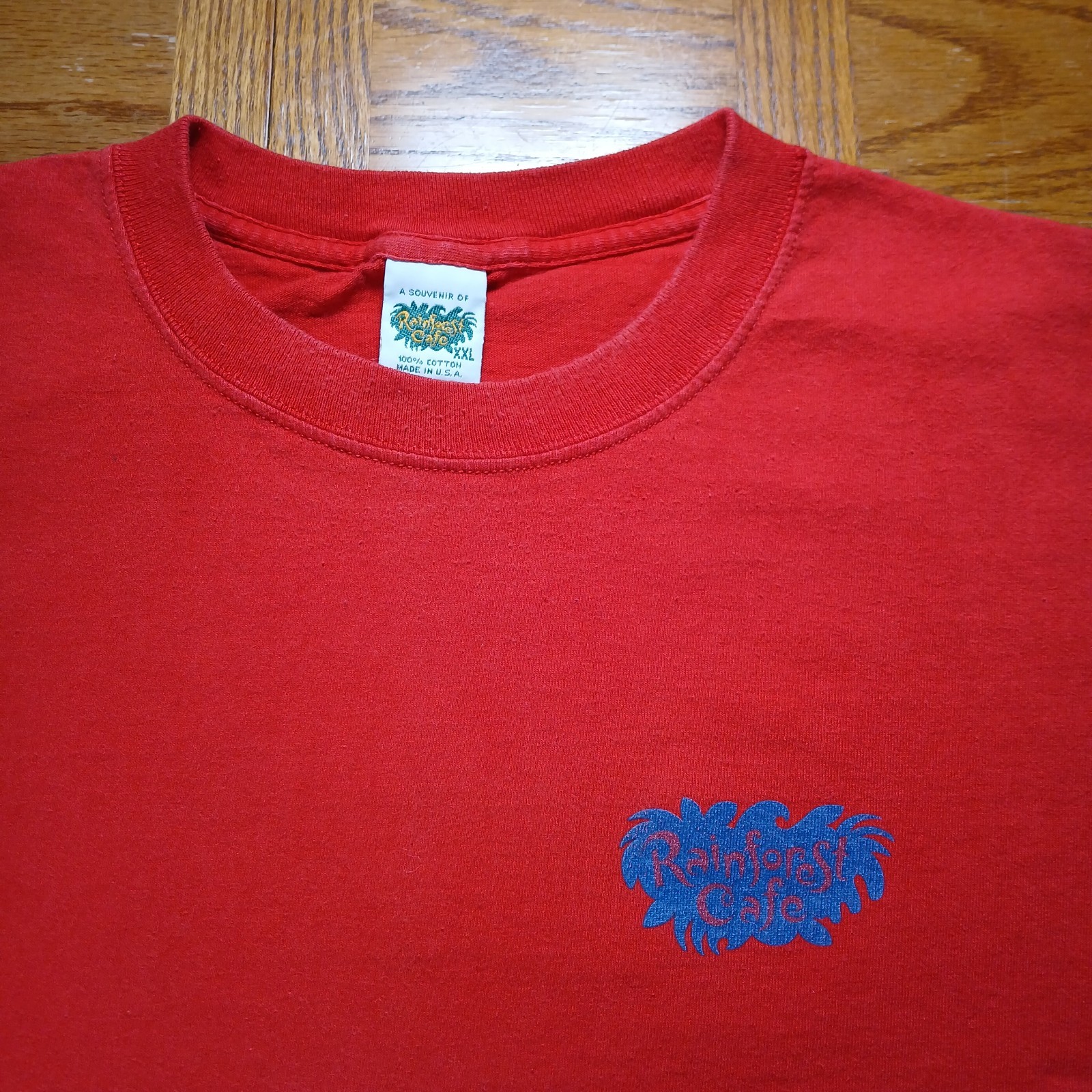 Vintage Rainforest Cafe T-Shirt 2XL Mens Red Made In USA Orlando Florida gallery