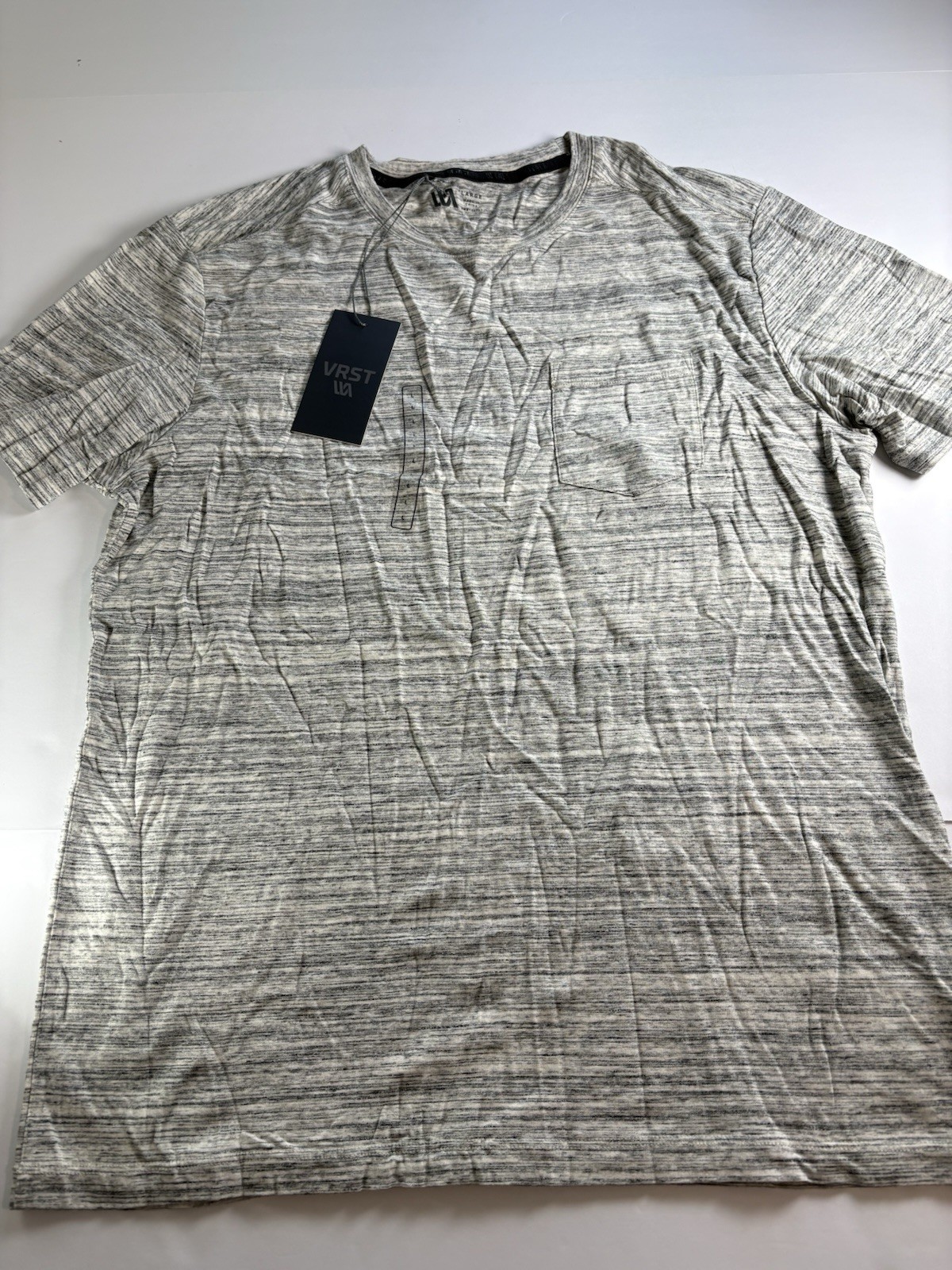 VRST Men's Large Silver Shadow Marble Short Sleeve Essential Pocket Tee Breathe gallery