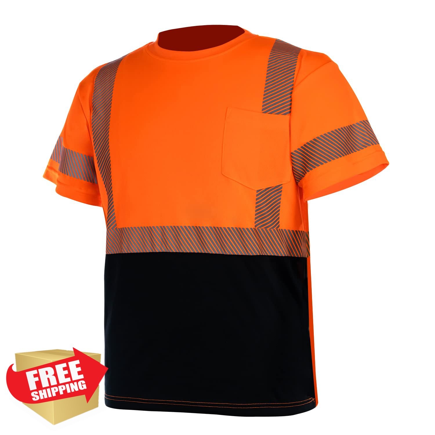 VENDACE Hi Vis Orange Safety T-Shirt Men ANSI Class 3 XL