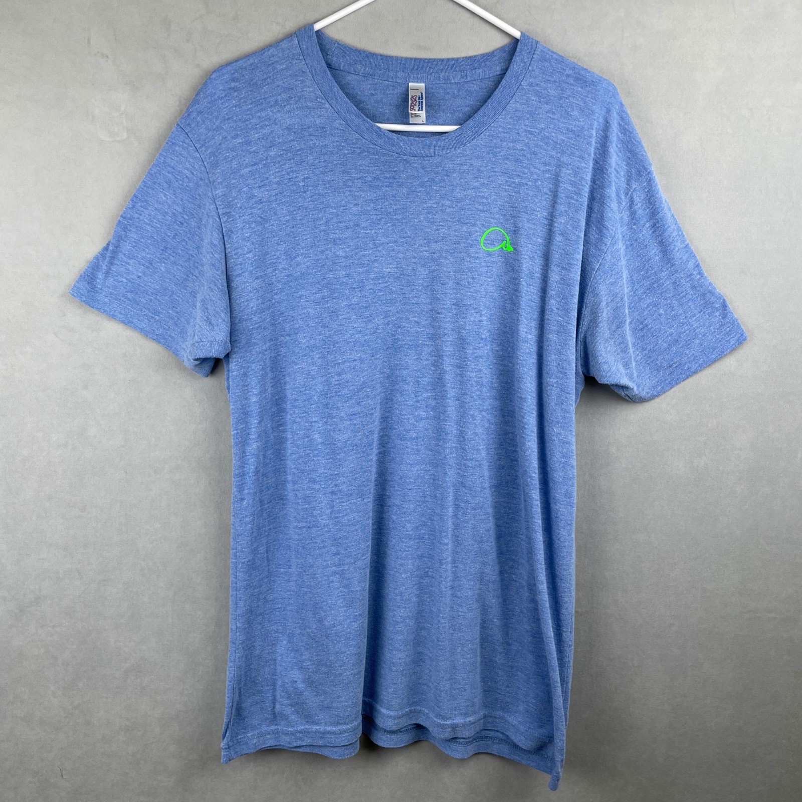 American Apparel Men Blue The Track Shirt Tri-Blend Crewneck Tee L USA Made Rare