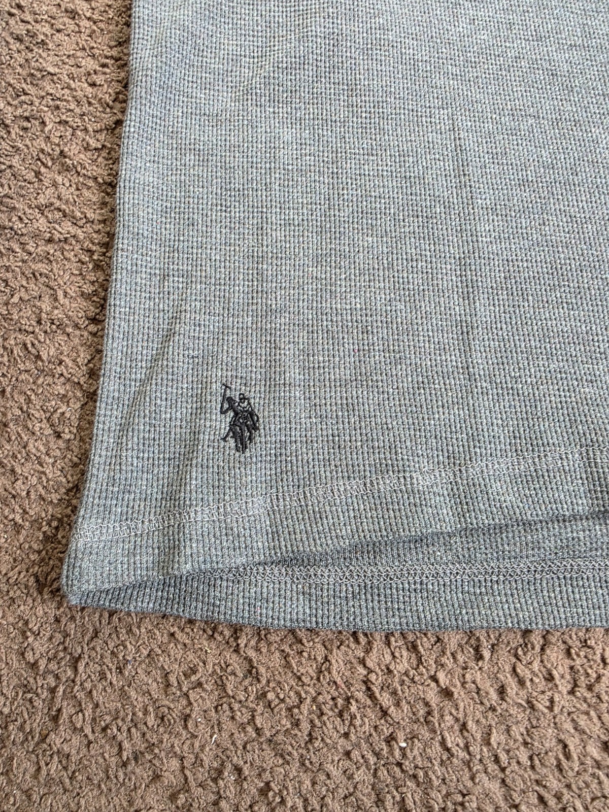 U.S. Polo Assn Mens Large Thermal Shirt Gray Black Raglan Long Sleeve NWT gallery
