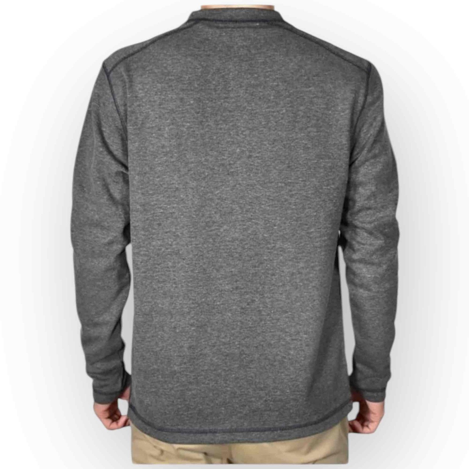 Vintage 1946 Mens Stretch Button-Placket Henley Shirt, Charcoal Heather 0535S gallery