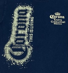 Corona Extra Cozumel Mexico “This Is Living” Logo Blue Cotton T-Shirt Medium EUC