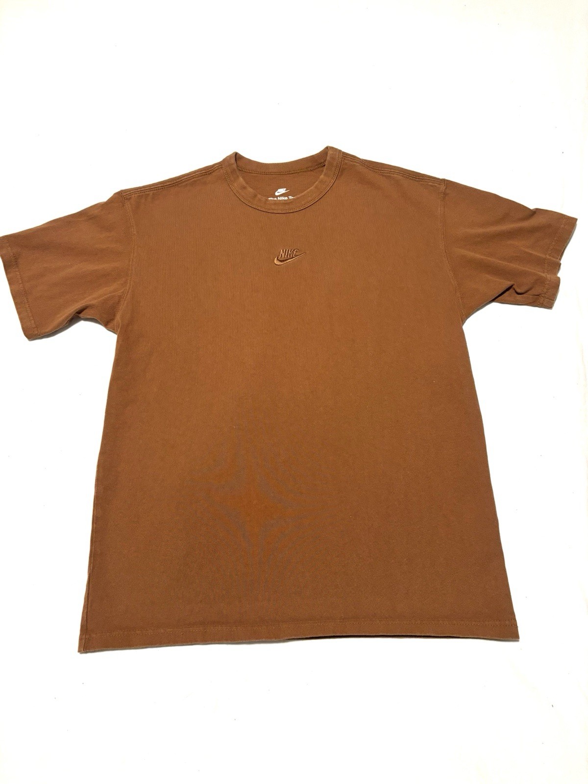 Nike The Nike Tee Men’s Brown Cotton Knit Logo Loose Fit Crew Neck T-Shirt S