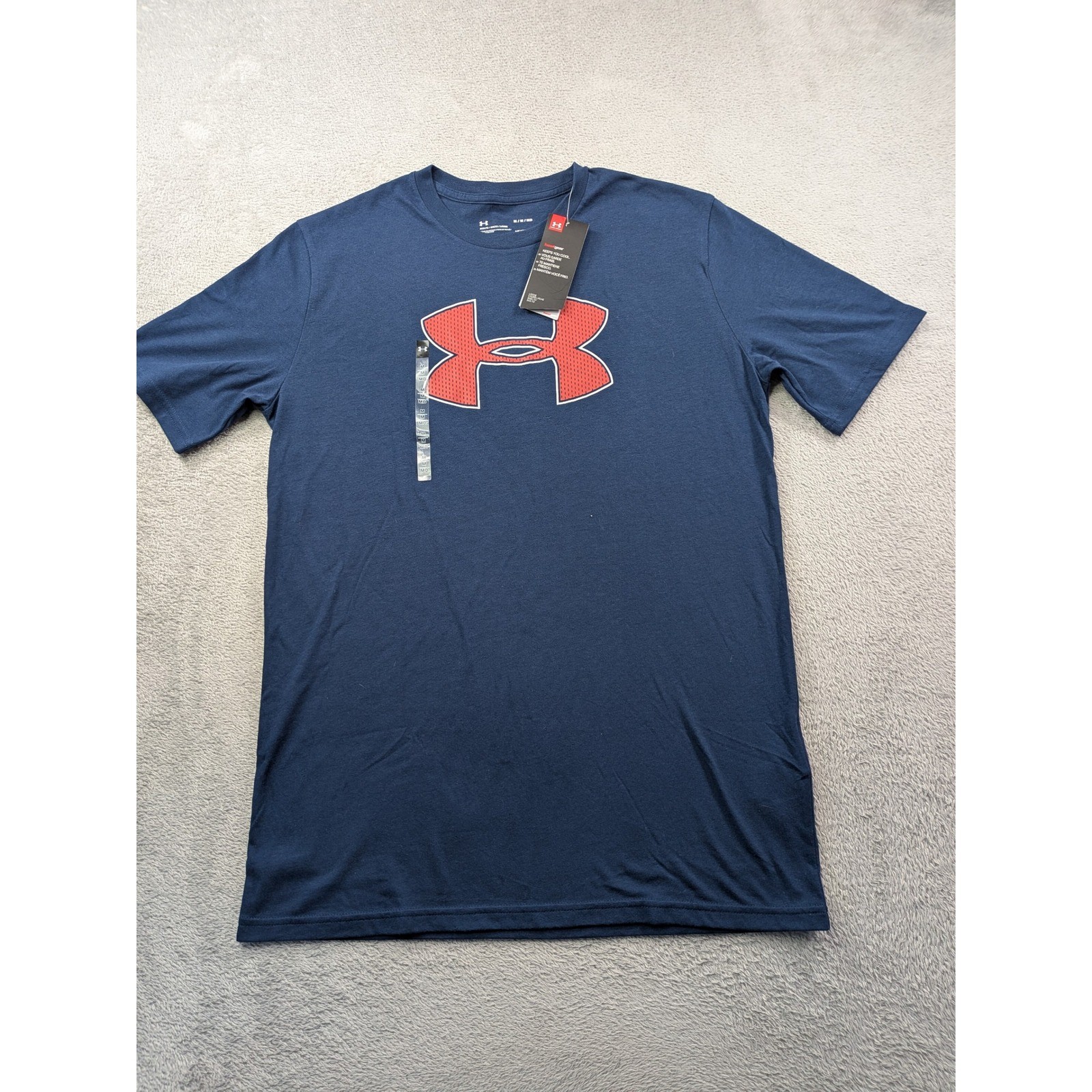 Under Armour Mens HeatGear Big Logo Graphic T-Shirt Navy Blue Red 1329583 Medium gallery