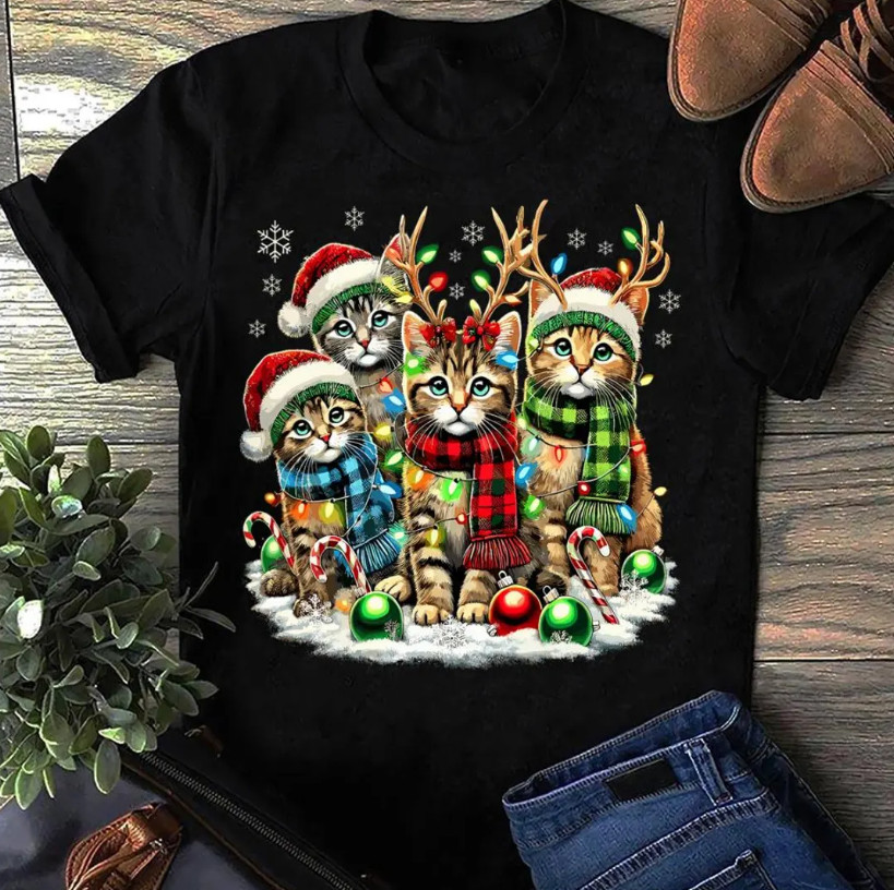 New Christmas Cats Beautiful Unisex Cotton S-234XL t-shirt