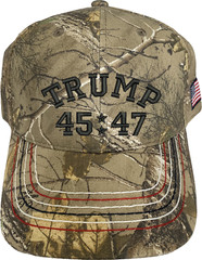 Trump 45/47 Embroidered Camo Structured Adjustable One Size Fits Most Hat