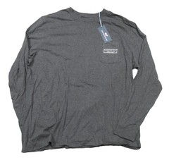 Vineyard Vines Men’s Charcoal Heather Gray Box Logo Graphic L/S Pocket T-Shirt