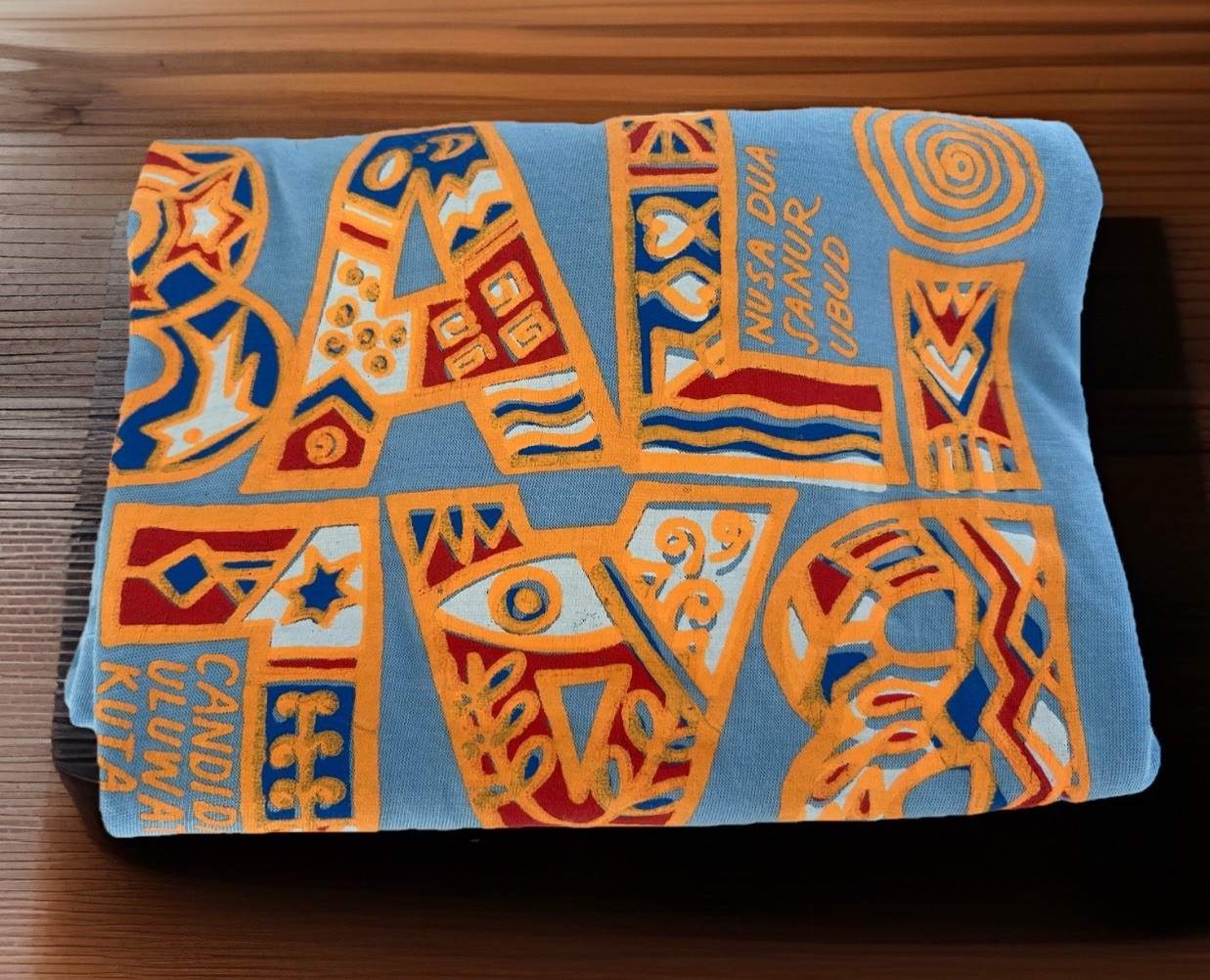 NWOTs Gift Tourist T-Shirt-Bali Ubud, Nusa Dua Indonesia-Tribal Motifs- Blue XXL gallery