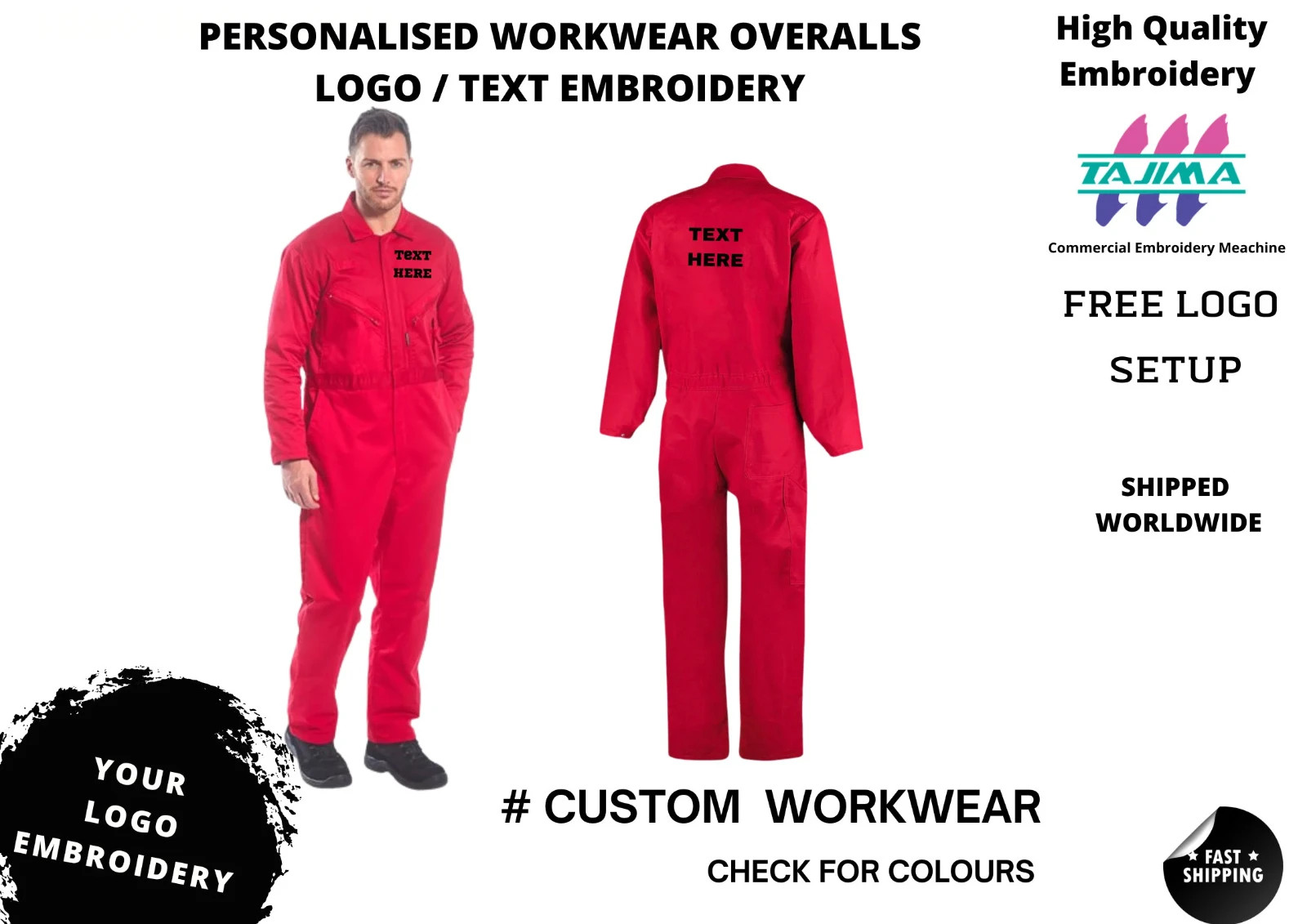 Embroidered Mechanic Overalls – Personalized Workwear, Father's Day Gift gallery