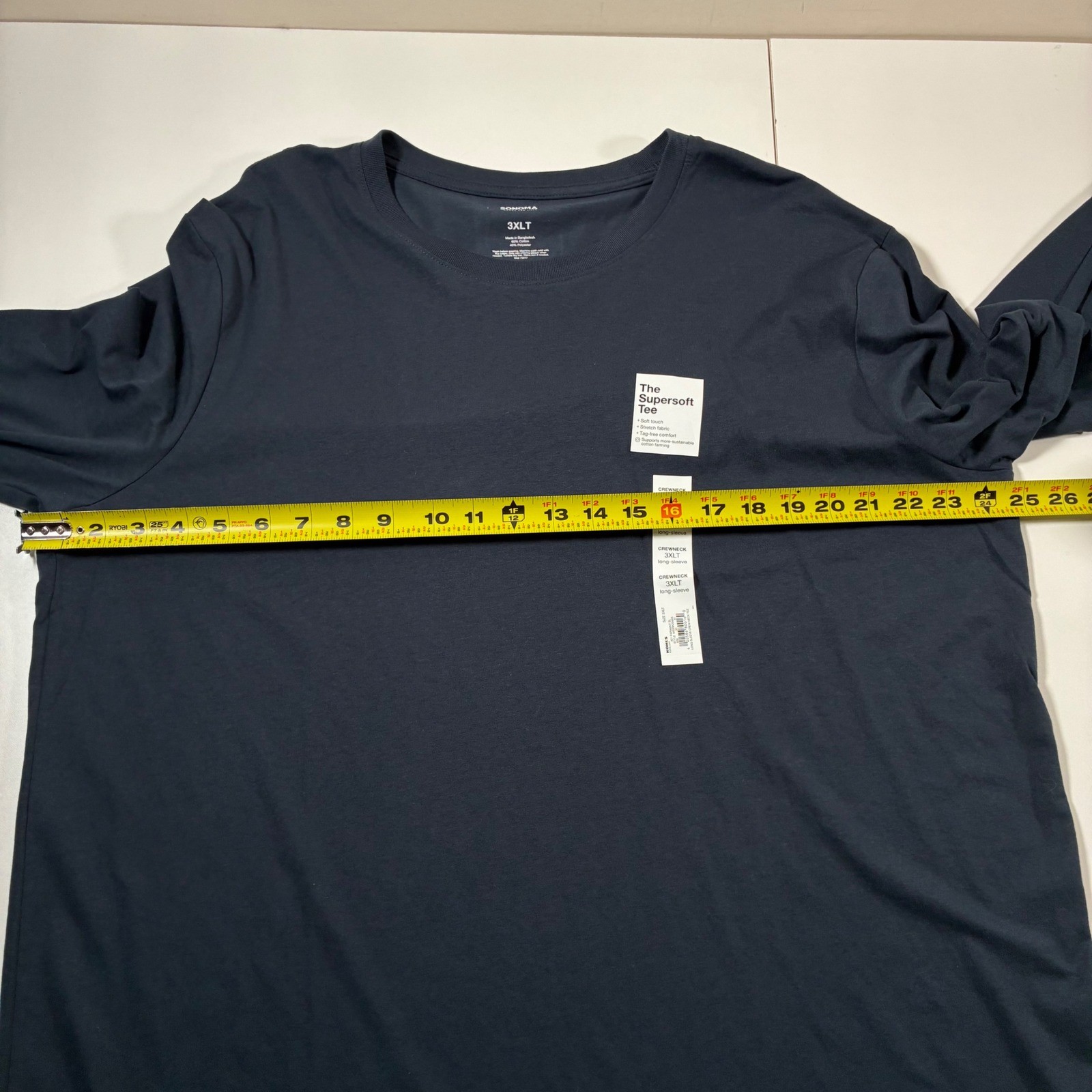 NEW Sonoma Long Sleeve Tee Mens 3XLT Tall Blue Supersoft Crewneck Cotton Blend gallery